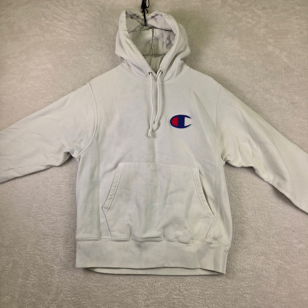 Champion Reverse Weave Hoodie Sweatshirt Light Grey Heather Small GF68